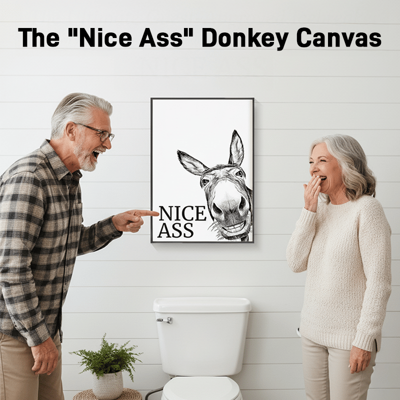 L'irriverente tela artistica da bagno con l'asino “Nice Ass” Umorismo nascosto per un bagliore pur