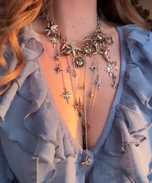 🔥ULTIMO GIORNO DI SALDI - ☀️Collana con pendente multiplo Sun Moon Stars e nappine