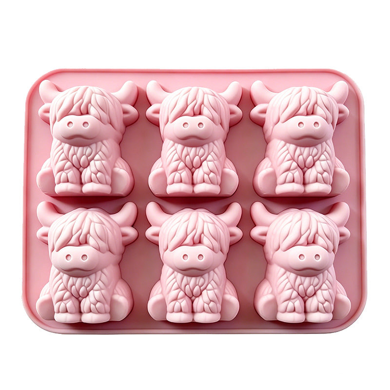 🐮 Stampo per cubetti di ghiaccio a forma di mini mucca delle Highlands – Simpatici cubetti di ghiaccio 3D per bevande, feste e regali