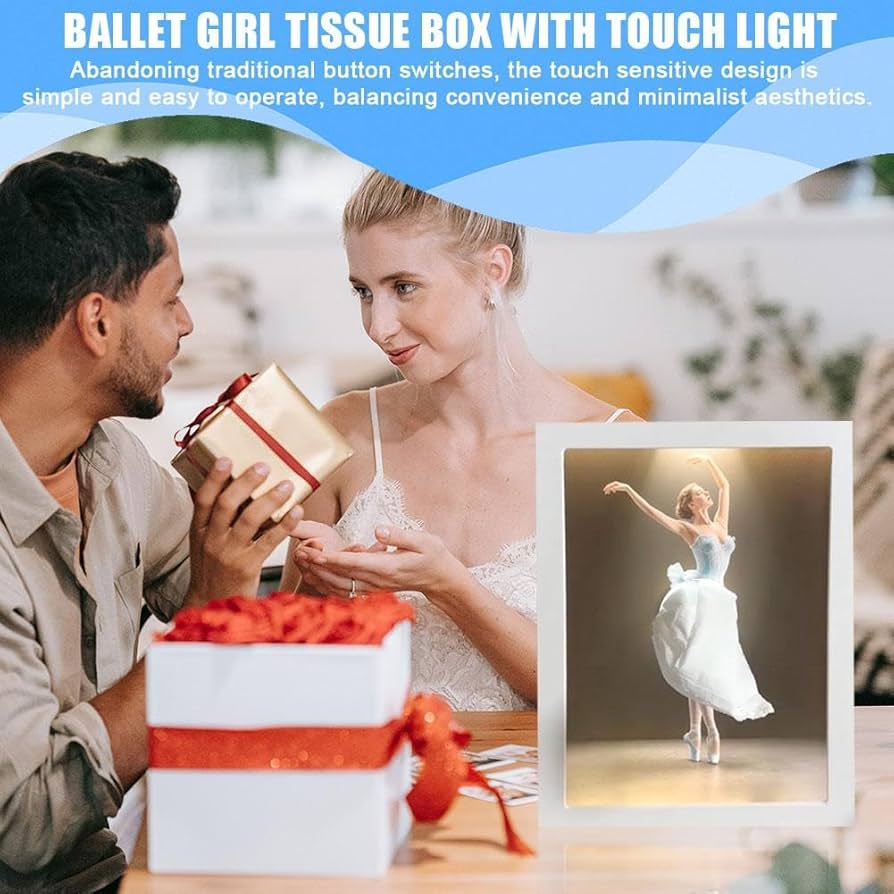 Scatola porta fazzoletti a forma di ballerina con luce