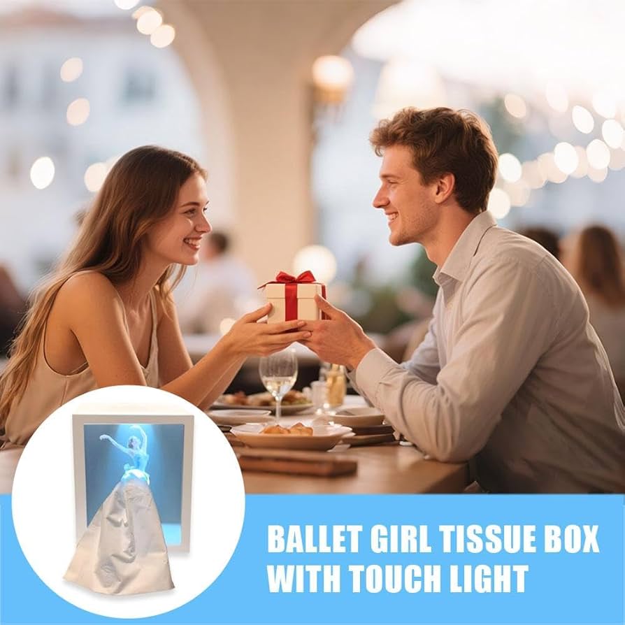 Scatola porta fazzoletti a forma di ballerina con luce