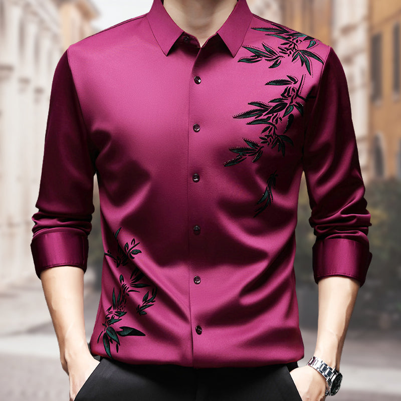 Camicie da uomo con stampa addensata e risvolto button down