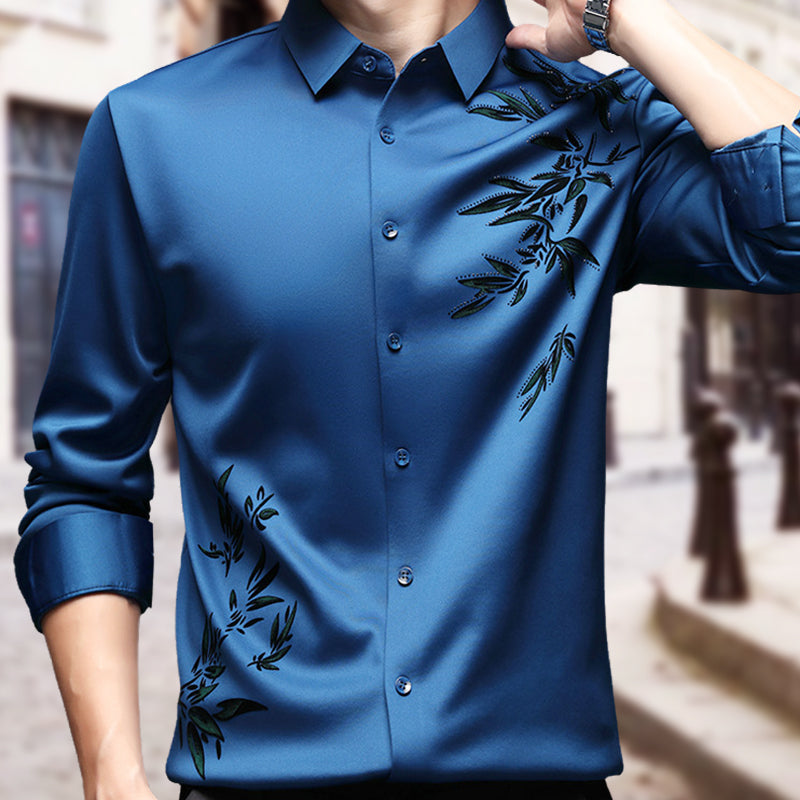 Camicie da uomo con stampa addensata e risvolto button down