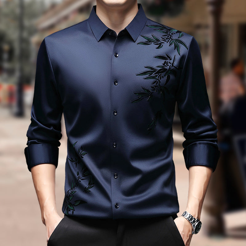Camicie da uomo con stampa addensata e risvolto button down
