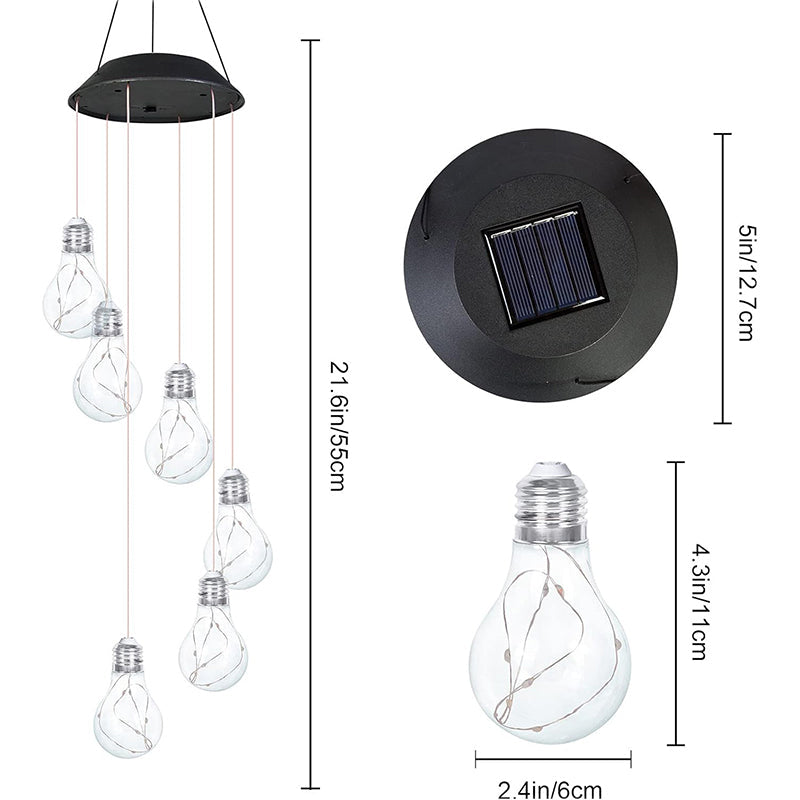 Campanelli eolici con lampadine LED colorate alimentate a energia solare