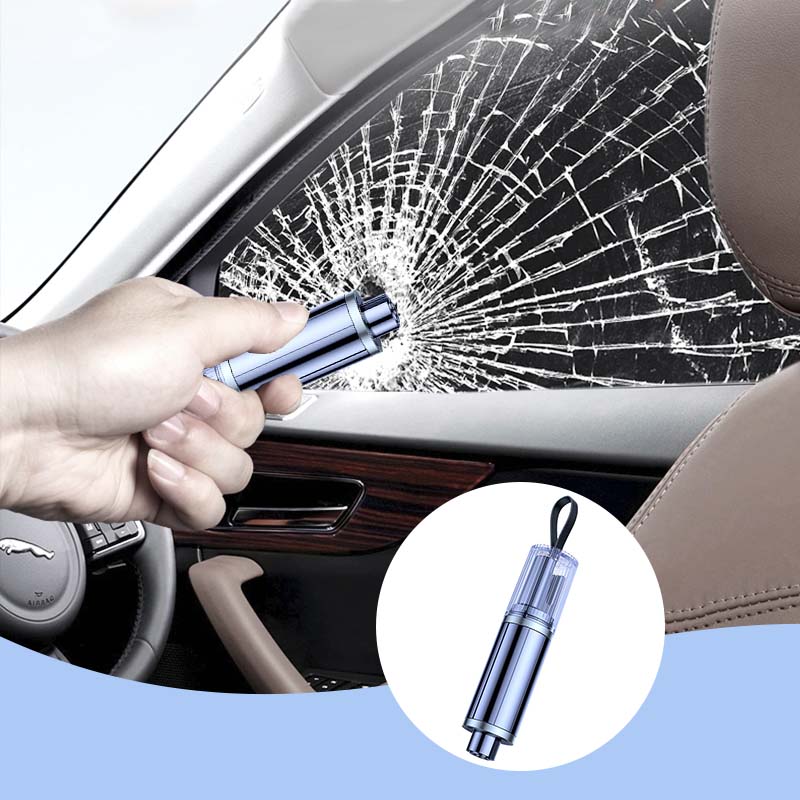 Martello di emergenza per finestrini auto con taglierina per cinture di sicurezza