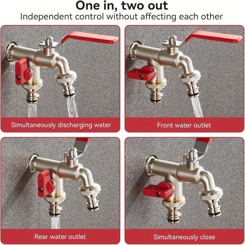 🔥 OFFERTA LIMITATA: 50% DI SCONTO! ⚙️ Rubinetto da giardino universale in acciaio inossidabile a doppia uscita – Valvole indipendenti, resistente e facile da installare 🚰
