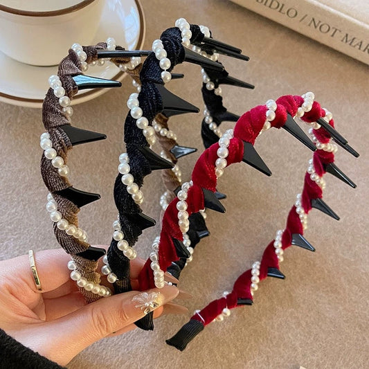 🔥Super offerta🔥Fascia per capelli vintage con perle artificiali e fascia alta (50% di sconto)
