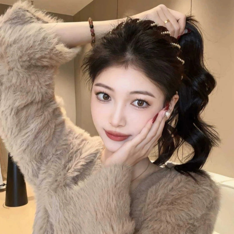 🔥Super offerta🔥Fascia per capelli vintage con perle artificiali e fascia alta (50% di sconto)