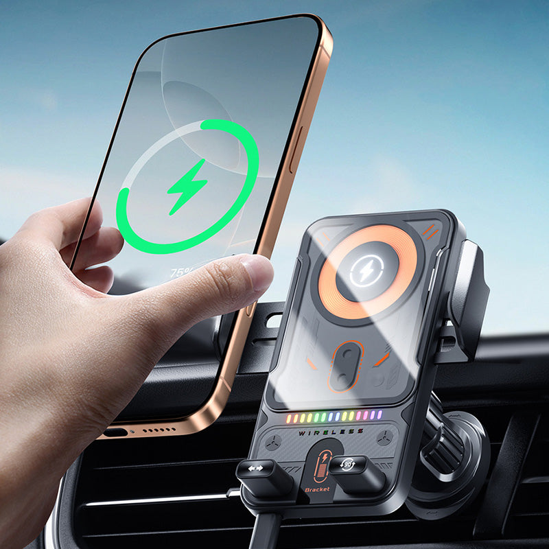 🔥SVENDITA SCONTO DEL 50%📱Supporto rotante 2 in 1 per cellulare e caricatore wireless per auto⚡