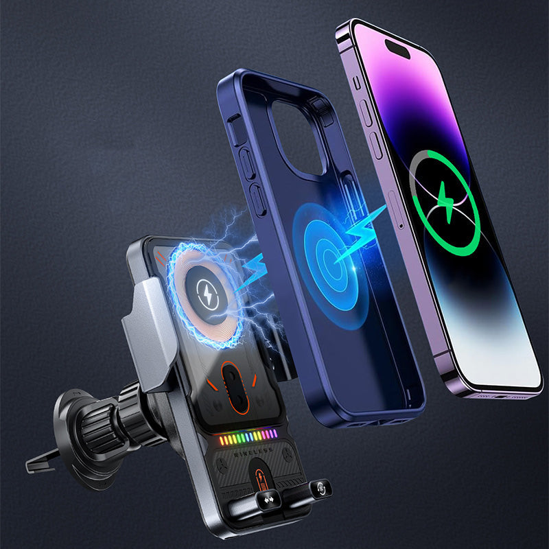 🔥SVENDITA SCONTO DEL 50%📱Supporto rotante 2 in 1 per cellulare e caricatore wireless per auto⚡