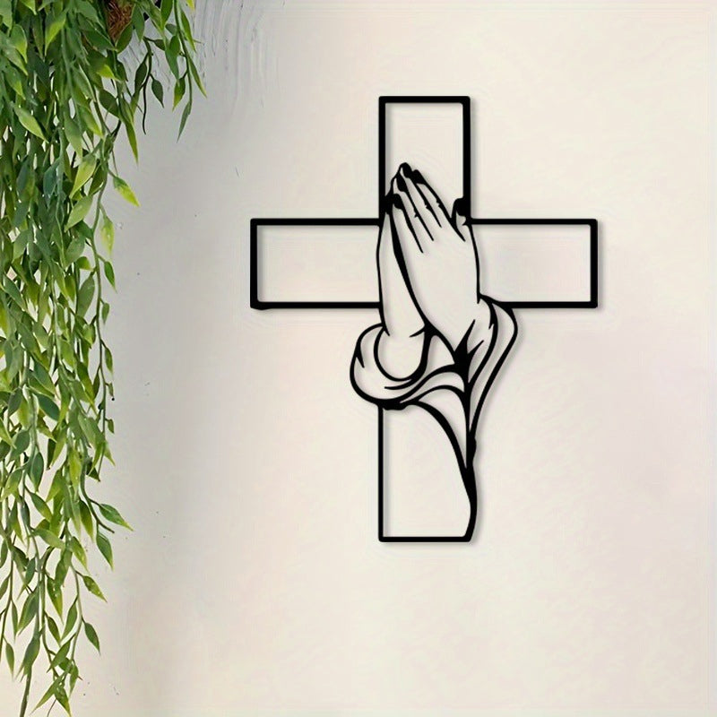 🎉Decorazioni spirituali per la casa: croce con mani giunte in preghiera