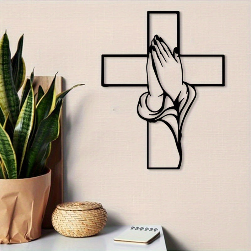 🎉Decorazioni spirituali per la casa: croce con mani giunte in preghiera