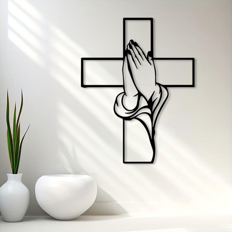 🎉Decorazioni spirituali per la casa: croce con mani giunte in preghiera