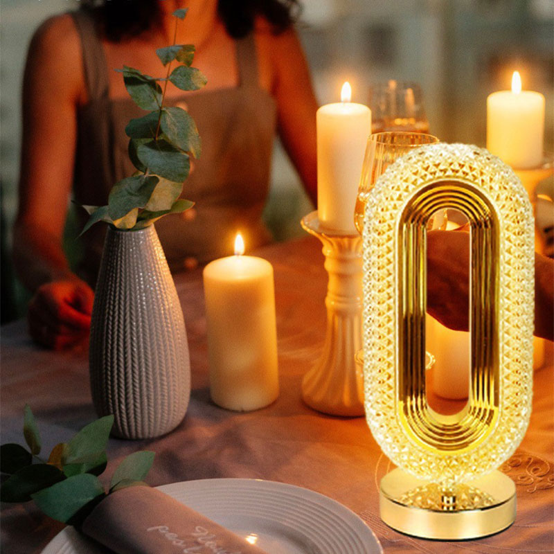 Lampada da notte ricaricabile di lusso con cristallo LED