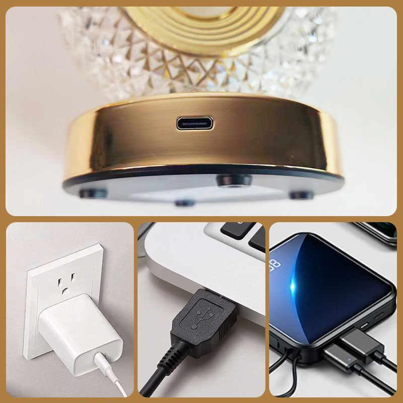 Lampada da notte ricaricabile di lusso con cristallo LED