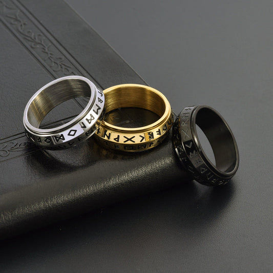 ✨🎅Offerte natalizie – Solo per poco tempo!⏰Anello rotante Titanium Steel Viking Run