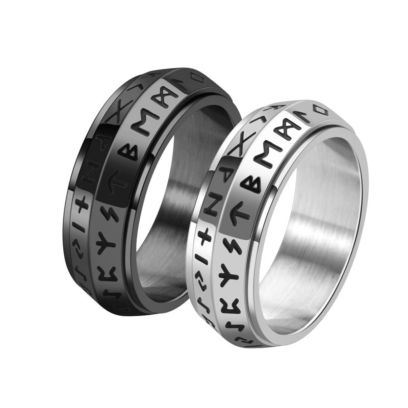✨🎅Offerte natalizie – Solo per poco tempo!⏰Anello rotante Titanium Steel Viking Run