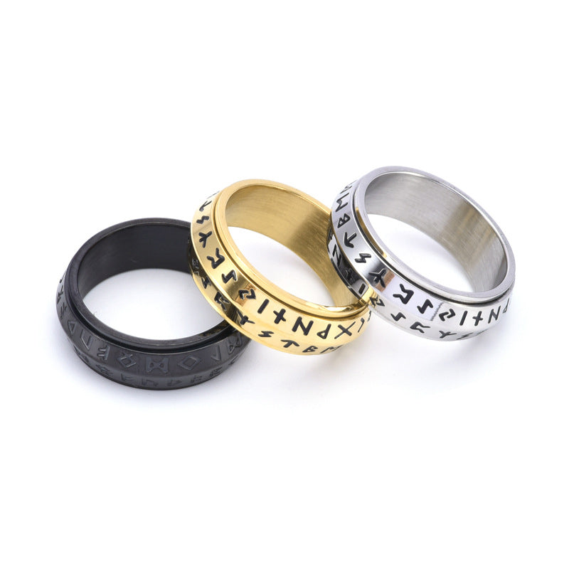 ✨🎅Offerte natalizie – Solo per poco tempo!⏰Anello rotante Titanium Steel Viking Run