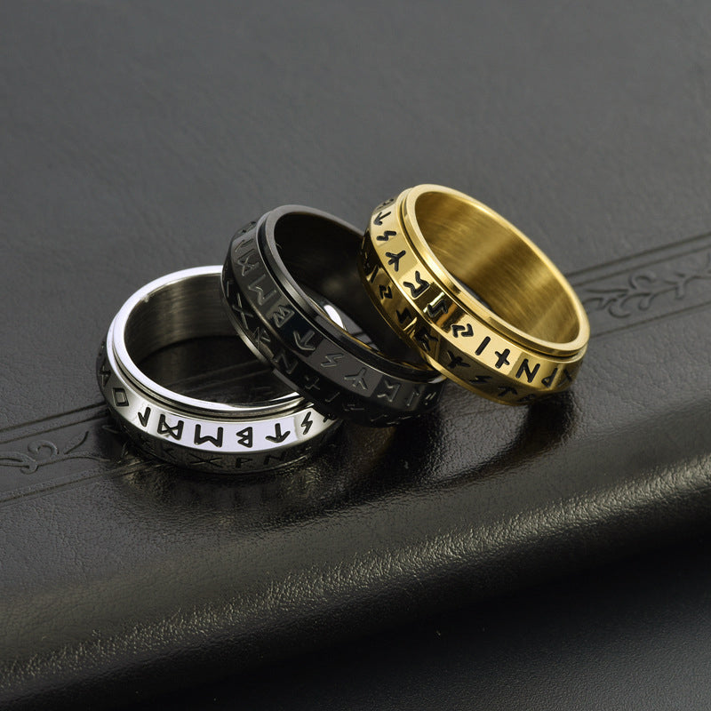 ✨🎅Offerte natalizie – Solo per poco tempo!⏰Anello rotante Titanium Steel Viking Run