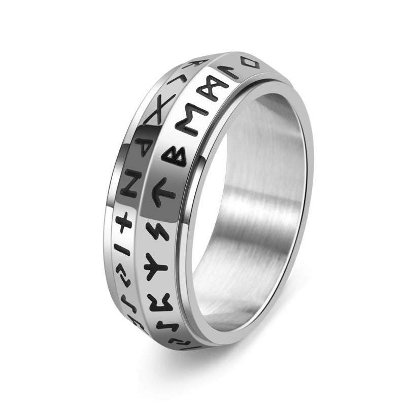 ✨🎅Offerte natalizie – Solo per poco tempo!⏰Anello rotante Titanium Steel Viking Run