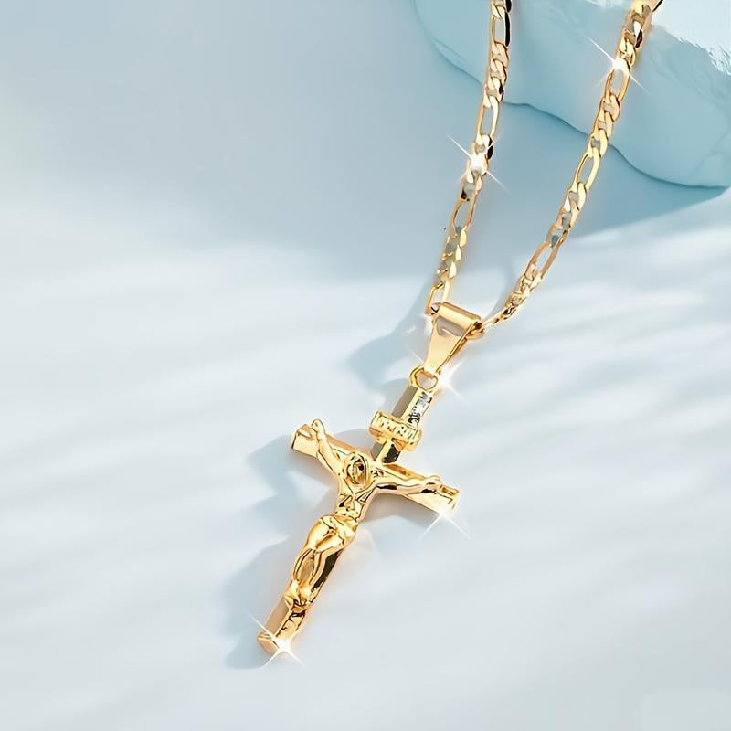 Collana con crocifisso in oro – catena regolabile e finitura scintillante
