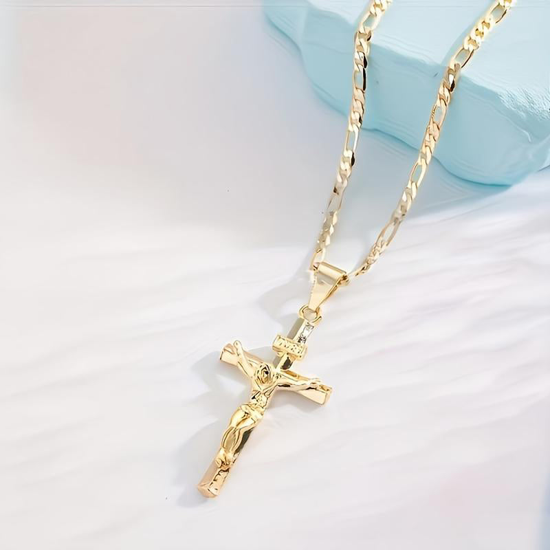 Collana con crocifisso in oro – catena regolabile e finitura scintillante