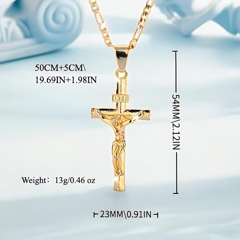 Collana con crocifisso in oro – catena regolabile e finitura scintillante