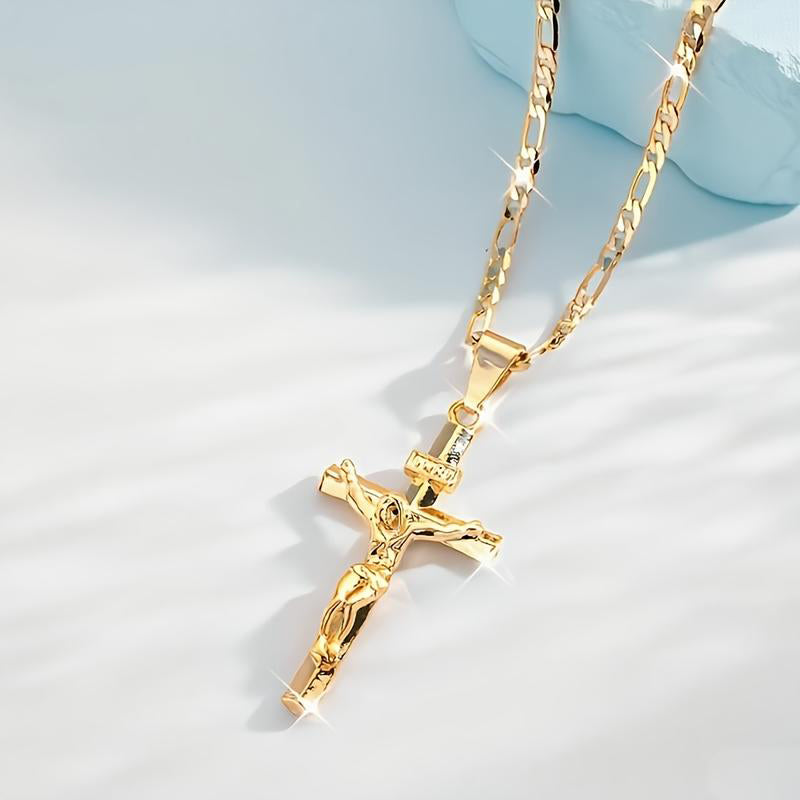 Collana con crocifisso in oro – catena regolabile e finitura scintillante