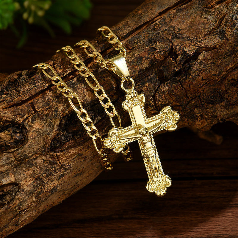 Collana con crocifisso in oro – catena regolabile e finitura scintillante