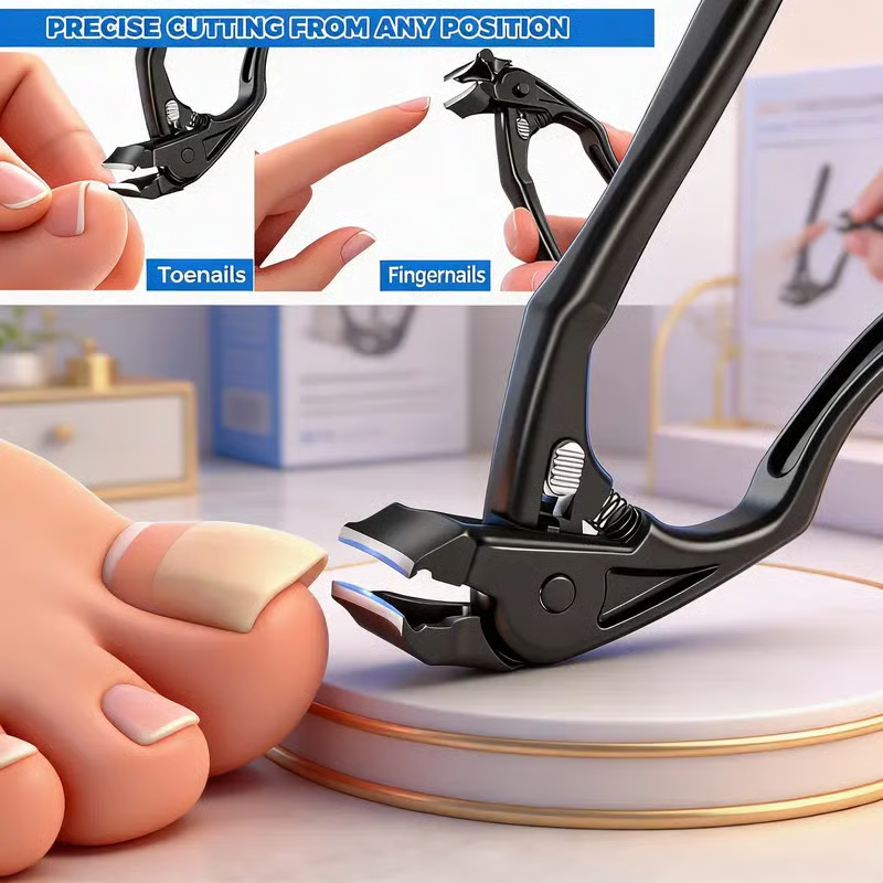 Tagliaunghie in acciaio inossidabile con protezione antispruzzo – Ampia apertura per unghie incarnite e cura dei piedi ✂️👣
