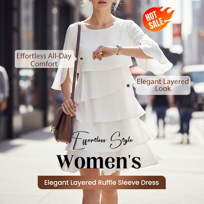 🎁 Elegante abito da donna con maniche a balze sovrapposte: uno stile disinvolto per ogni occasion 💃