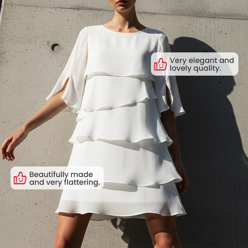 🎁 Elegante abito da donna con maniche a balze sovrapposte: uno stile disinvolto per ogni occasion 💃