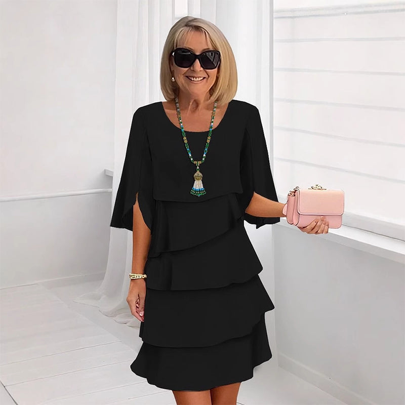 🎁 Elegante abito da donna con maniche a balze sovrapposte: uno stile disinvolto per ogni occasion 💃