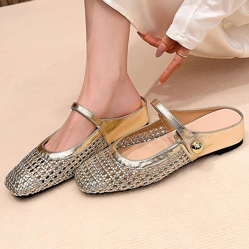 ✨👡 NOVITÀ PER IL 2026! Mules da donna in tessuto intrecciato con punta quadrata e chiusura Mary Jane 🌸💖🎀