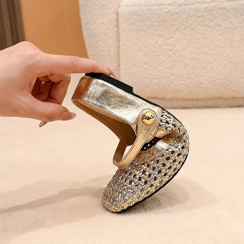 ✨👡 NOVITÀ PER IL 2026! Mules da donna in tessuto intrecciato con punta quadrata e chiusura Mary Jane 🌸💖🎀