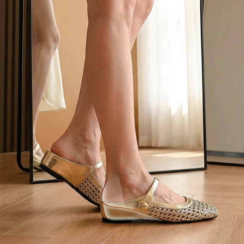 ✨👡 NOVITÀ PER IL 2026! Mules da donna in tessuto intrecciato con punta quadrata e chiusura Mary Jane 🌸💖🎀