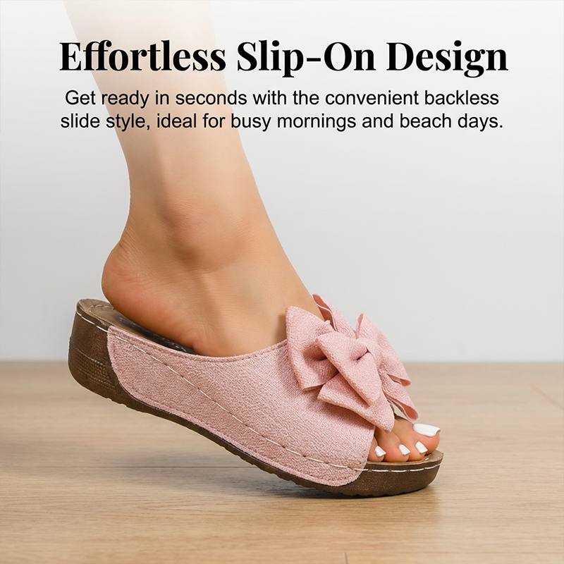 Sandali con zeppa e punta aperta con fiocco da donna – Design elegante, zeppa comoda e facili da indossare 🌸