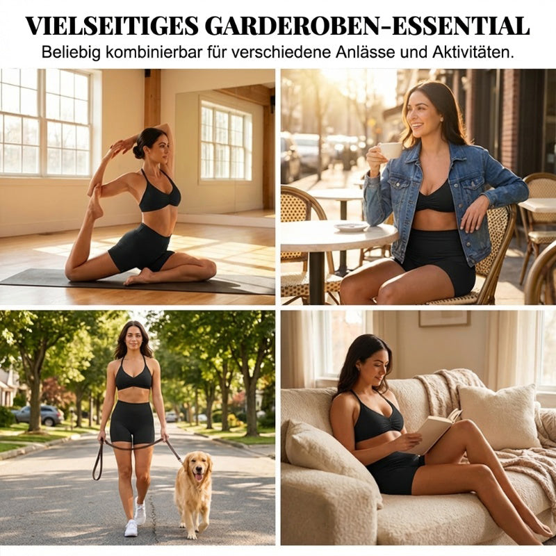 🌞Spring Awakening: 50% di sconto!💜Set da yoga senza cuciture da donna – Top con scollo all’americana e pantaloncini a vita alta, modellante ed estremamente elasticizzato, ideale per fitness e yoga