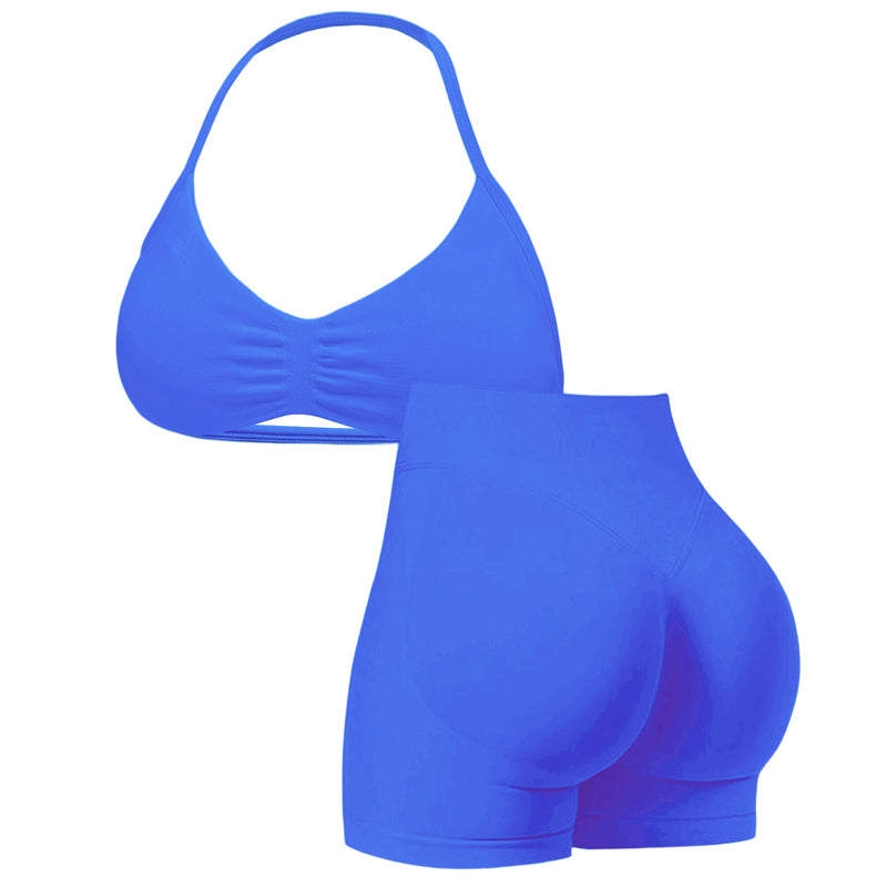 🌞Spring Awakening: 50% di sconto!💜Set da yoga senza cuciture da donna – Top con scollo all’americana e pantaloncini a vita alta, modellante ed estremamente elasticizzato, ideale per fitness e yoga
