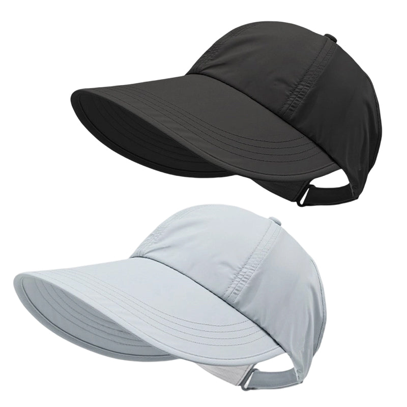 Set da 2 cappellini da baseball con protezione solare UPF per uomo e donna - Leggeri, chiusura regolabile con velcro, cappellino sportivo da esterno a tesa larga, design elastico per tutte le stagioni