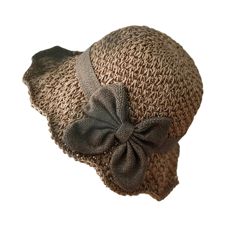 Elegante cappello di paglia con fiocco in tessuto | Struttura intrecciata leggera, morbido e regolabile