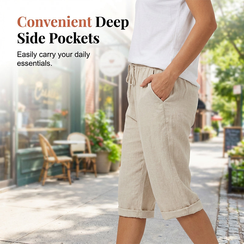 ⏳Offerta speciale a tempo limitato⏰Pantaloni capri casual da donna in misto cotone e lino