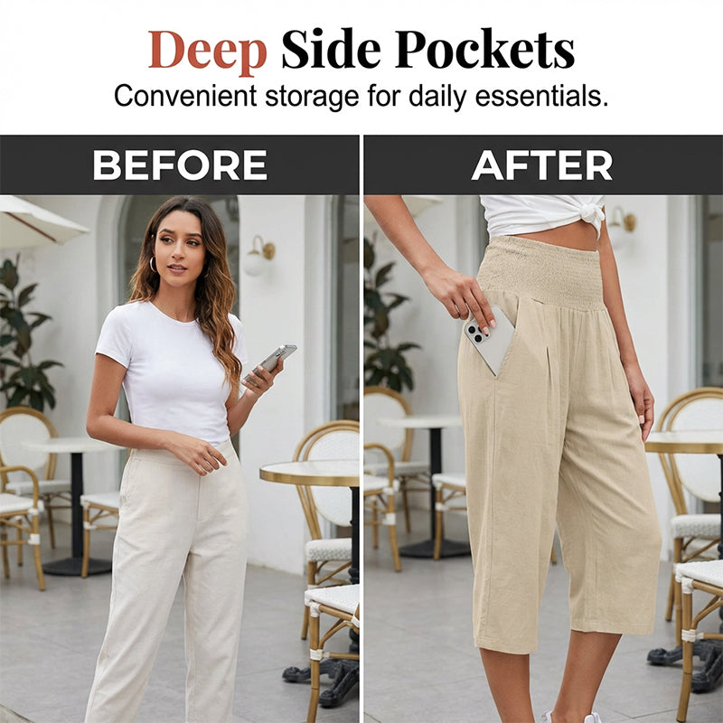 Pantaloni corti da donna con elastico in vita