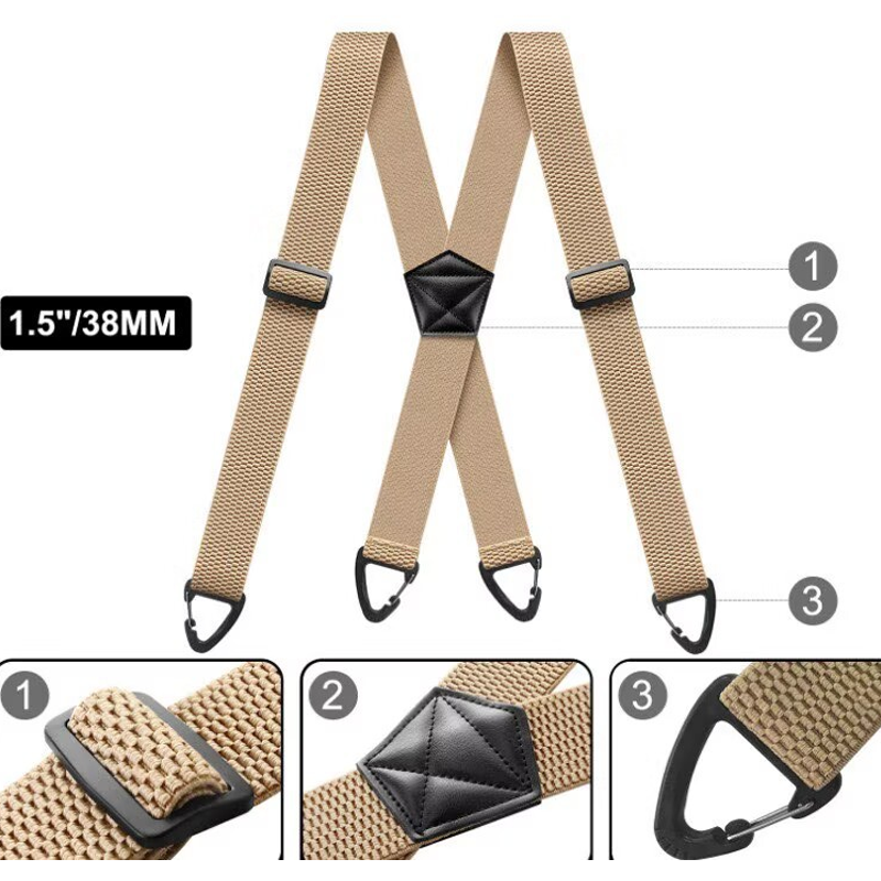 👔 Bretelle da uomo con dorso a X e ganci resistenti – Larghe, regolabili e resistenti, ideali per il lavoro e il tempo libero 🏽