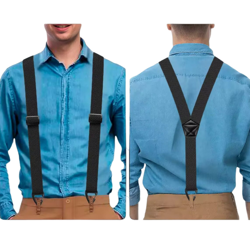 👔 Bretelle da uomo con dorso a X e ganci resistenti – Larghe, regolabili e resistenti, ideali per il lavoro e il tempo libero 🏽