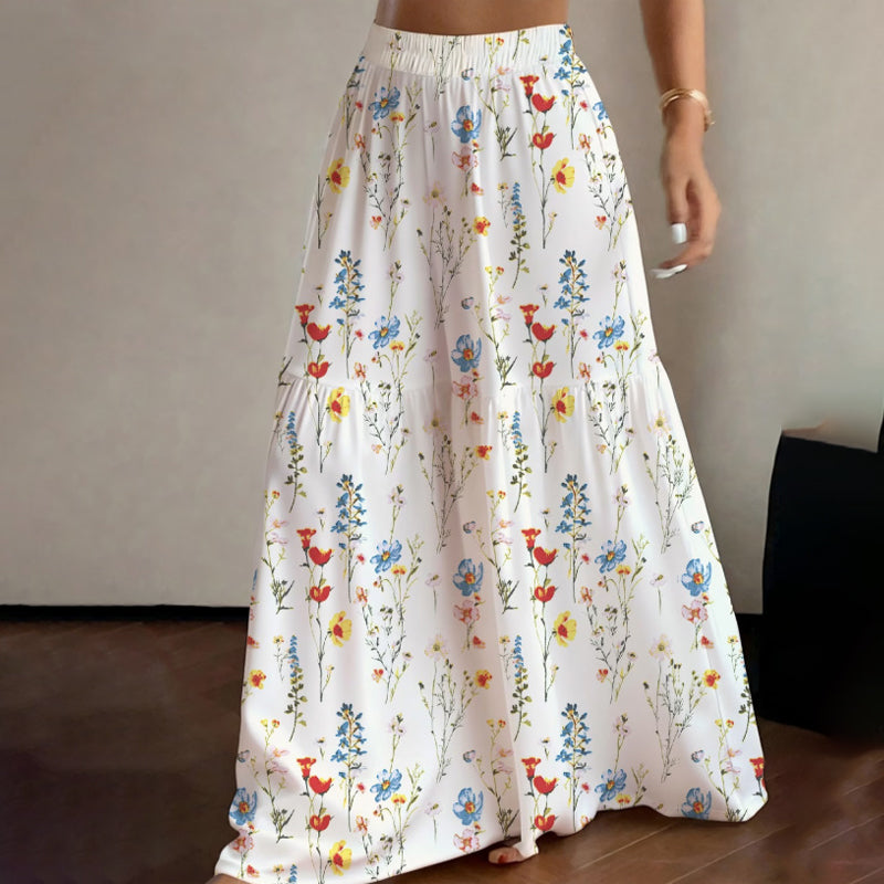🔥Offerte speciali - Pantaloni a gamba larga con stampa floreale da donna