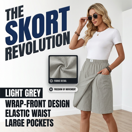 Gonna-pantaloncino casual da donna con elastico in vita e chiusura avvolgente