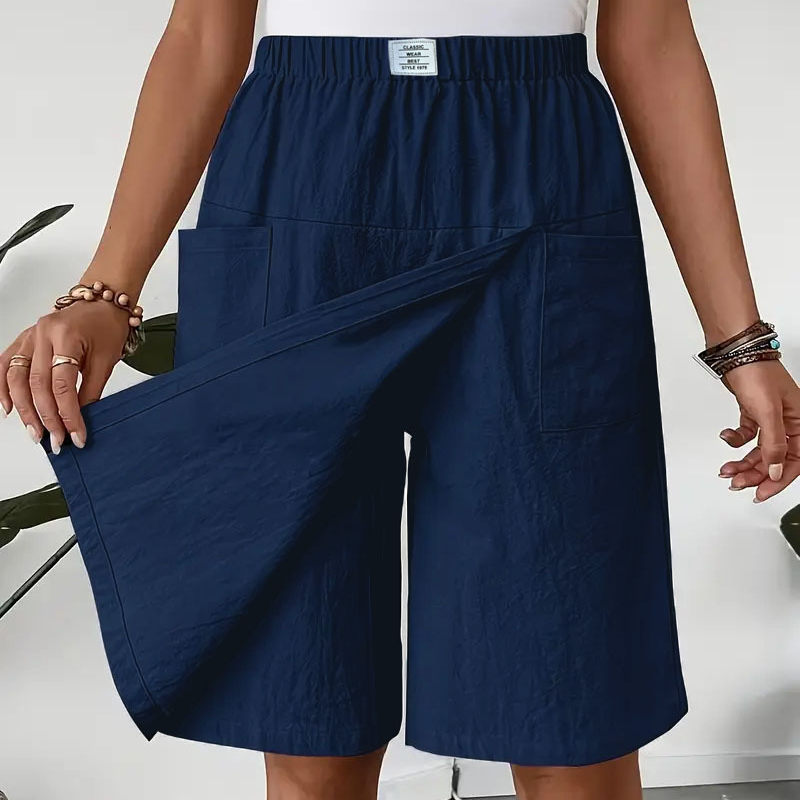 Gonna-pantaloncino casual da donna con elastico in vita e chiusura avvolgente