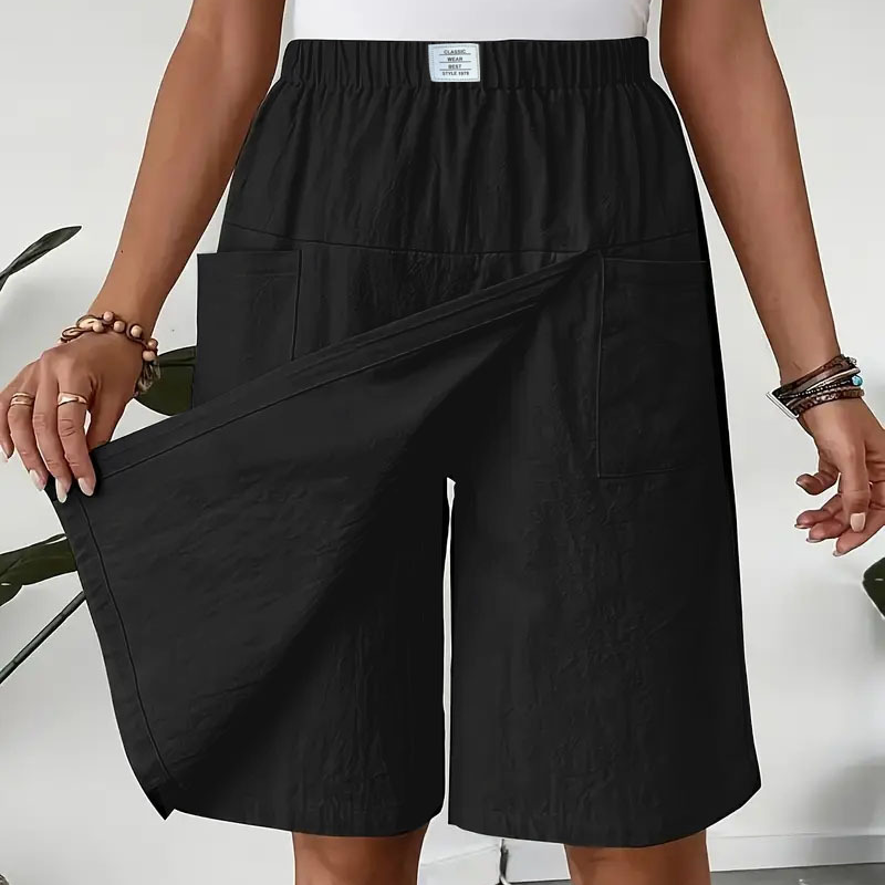 Gonna-pantaloncino casual da donna con elastico in vita e chiusura avvolgente